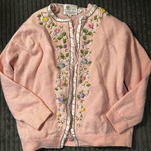 1950’s Vintage Cecile Bermuda Angora lambswool embroidered cardigan